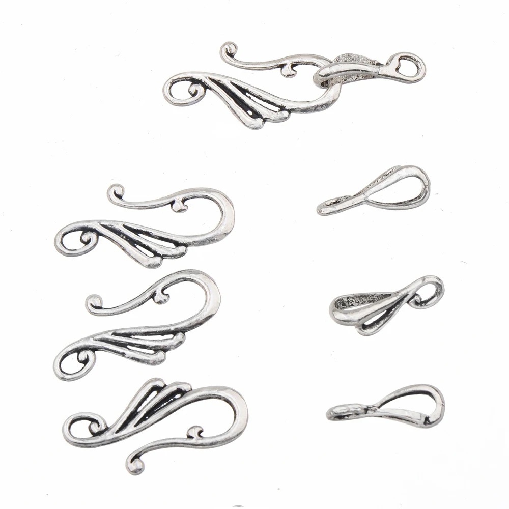 40sets Clasps Hooks Fittings Diy Jewelry Silver Alloy Wave Open Wholesales Lots Handcrafts Bracelet Necklaces Making Accessories