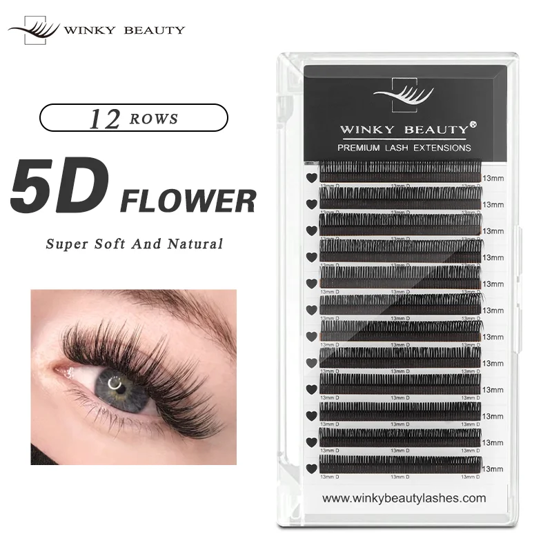 

winky beauty 5D Flora Individual Lashes Easy Fan Eyelash Extensions Volume 12 Rows W Style Natural Soft false eyelashes