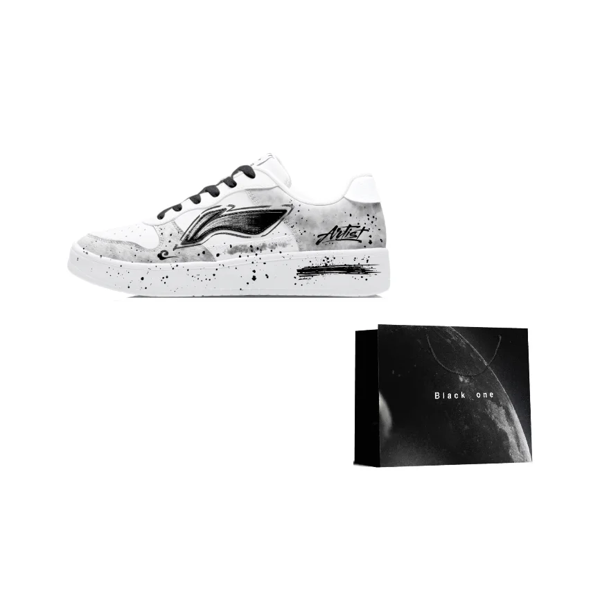 Li Ning Floating Boat Slip Resistant, Abrasion Resistant, Lightweight Low top Skateboard Shoes Men's AGCS419-1(Team675- ）