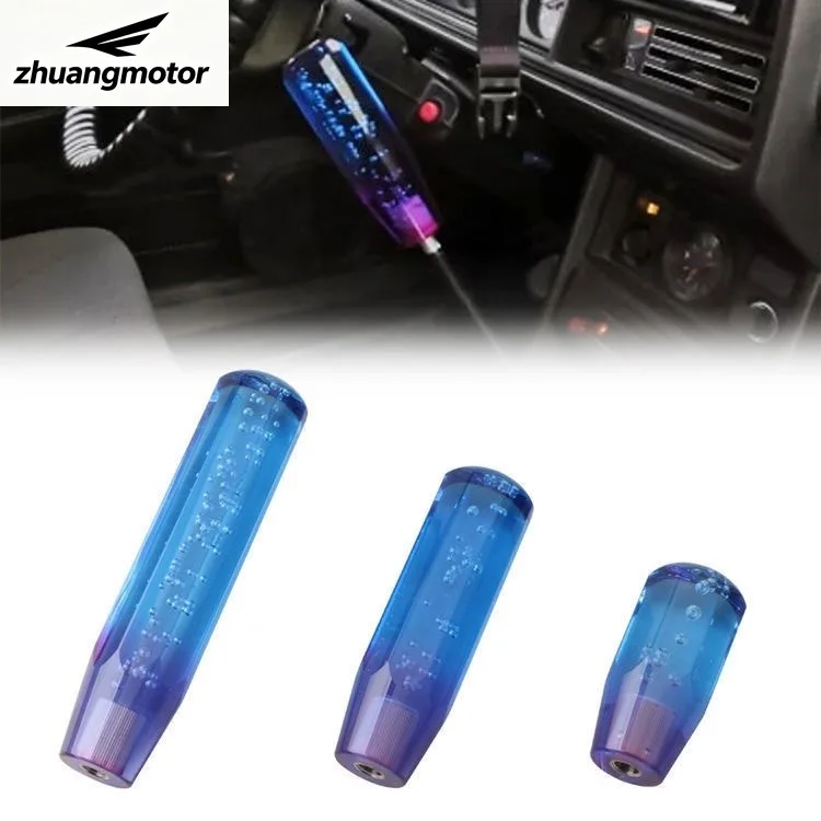 Universal 10 15 20cm Car Blue Stitching Color Multicolor Gear Shift Knob Crystal Bubble Colorful Shifter Lever AT MT