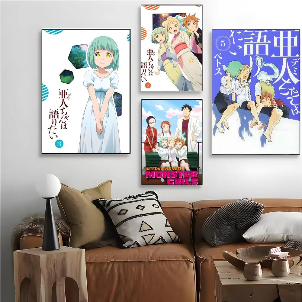 Slice-of-Life Anime Interviews with Monster Girls Poster Canvas Wall Art Print Poster Decorative Mural Home Decor Gift Unframed