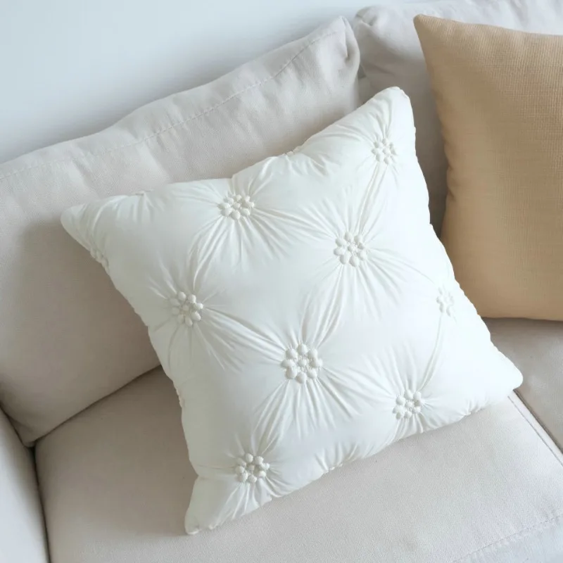 Ins Cream Wind Three-dimensional Embroidery Pillowcase Living Room Sofa Cushion Cover Bubble Cushion Pillow Set Sample Room