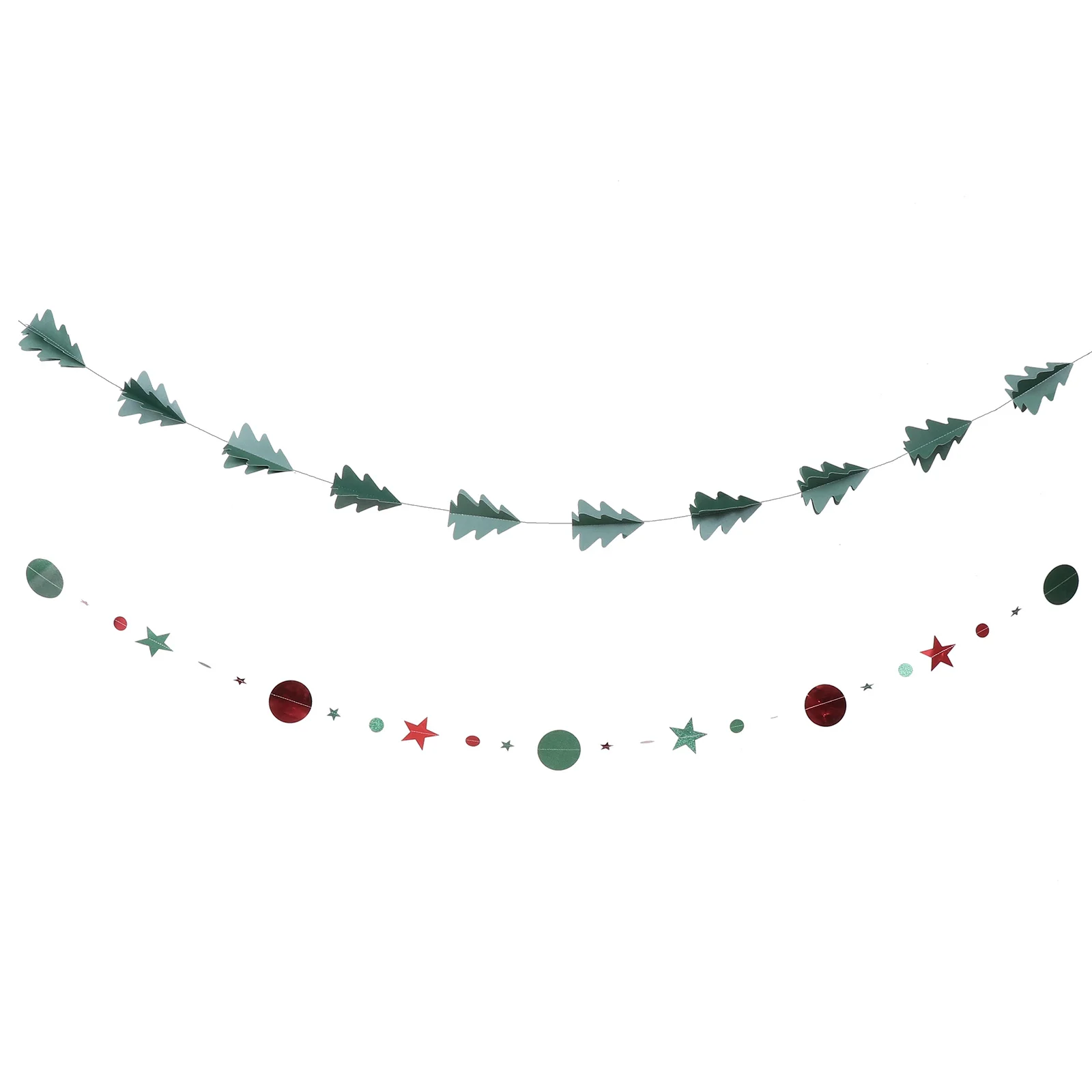 

2Sets Christmas Tree Pendant Paper Garland Decorations 3D Hanging Banners Holiday Party Home Garden Festive Decor
