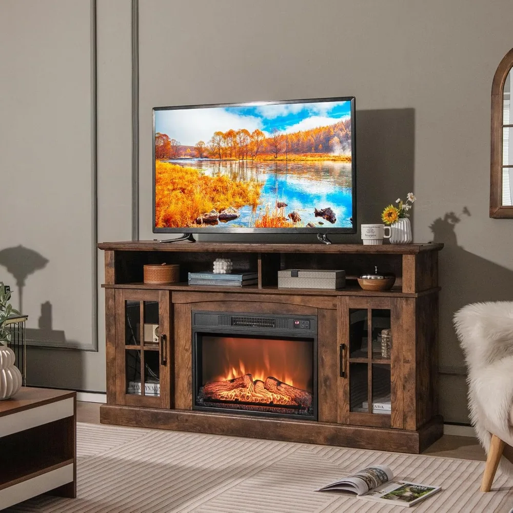 23 Recessed Electric Fireplace Heater with 3 LED Flames, Remote & 6H Timer, Indoor Use