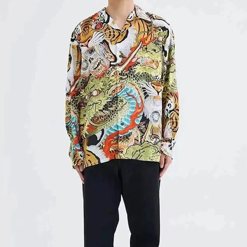 

Spring Summer Dragon Skull Printing Hawaii Beach Shirt Men Woman High Quality Casual Loose Lovers Top Tees