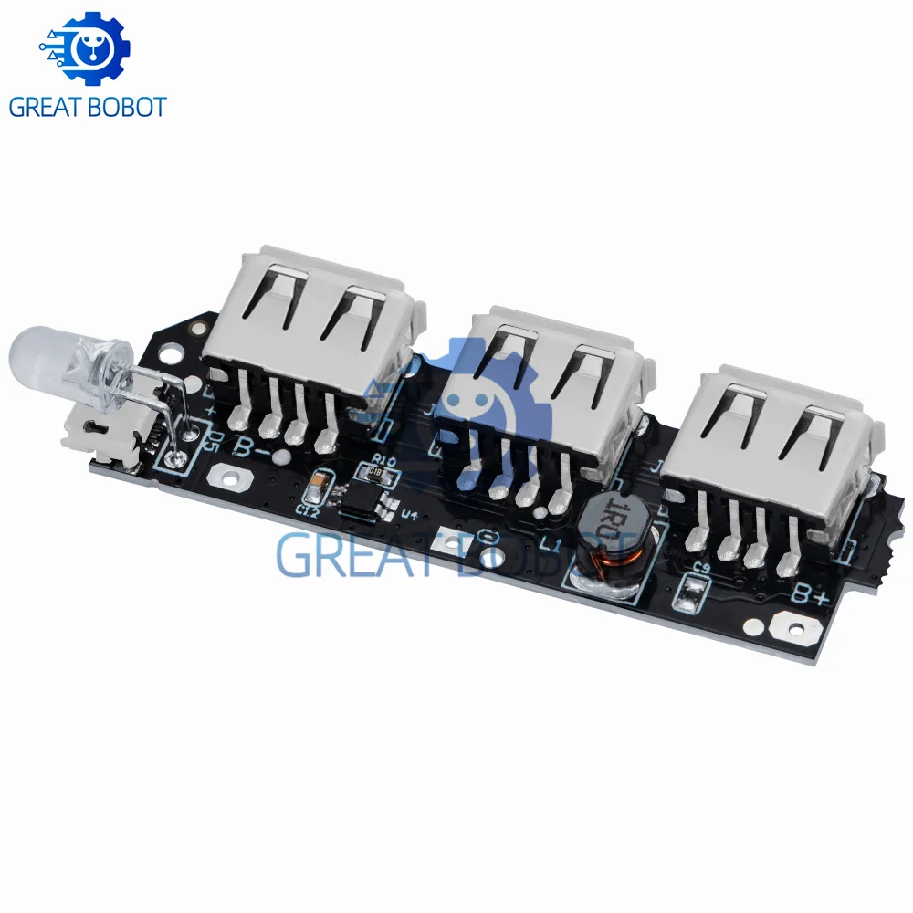 5V 2.1A DC-DC Boost Converter 3-USB Output Power Bank Charger Module for DIY Portable Power Supply