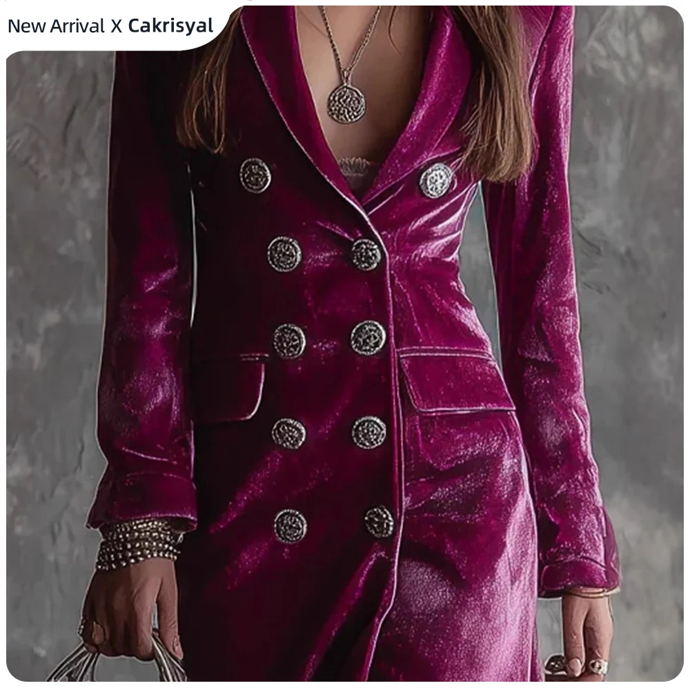 Velvet Blazer Vintage - Vintage Velvet Long Blazer Dress Women