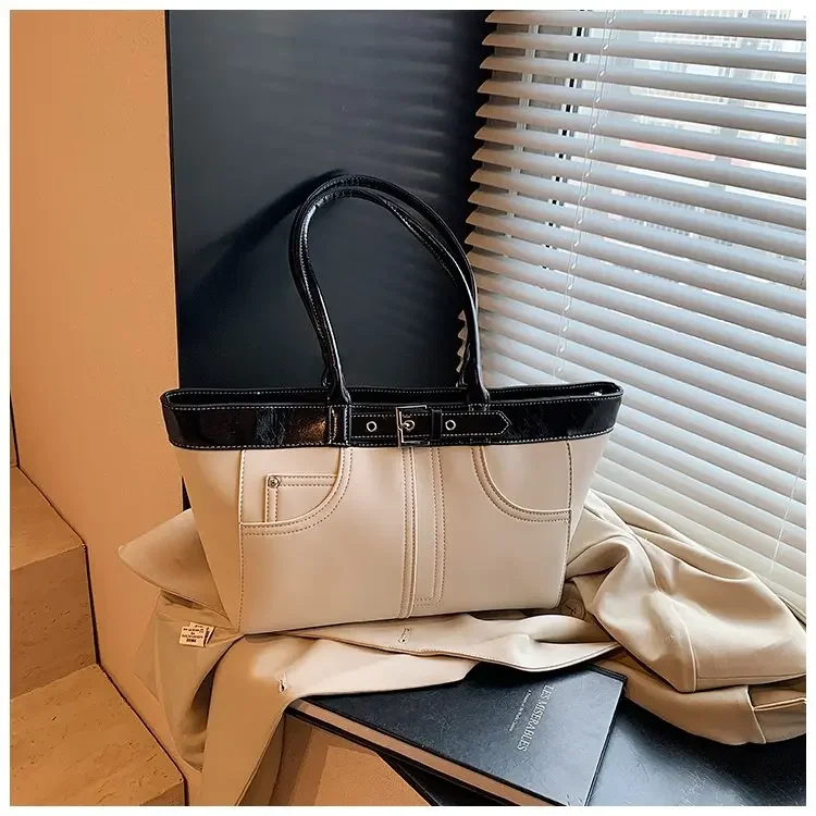 

Minimalist Retro Shoulder Bag - Vegan Leather Office Tote, Lightweight Travel Crossbody Purse for Women