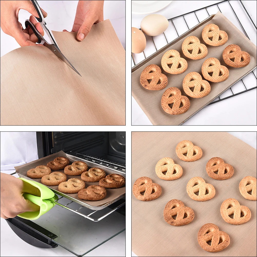 

2 Sheets High Temperature Baking Mat Roasting Pan Cake Cloth Oven Pad Non Stick Easy Clean Reusable For Home Bakery