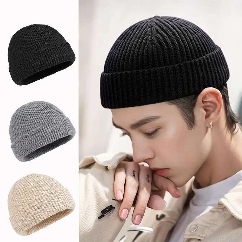 Rimiut Knitted Hats for Men & Women Caps Wool Fashion Simple Warm Skullies Beanies Solid Autumn Winter Beanie Cap Trendy Style