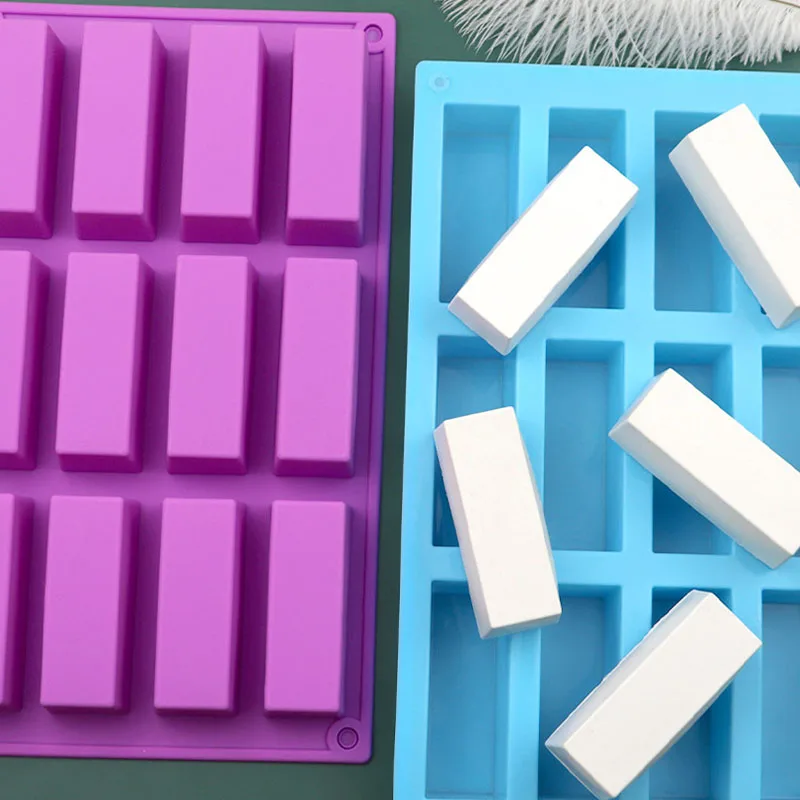 12 Cavity DIY Rectangle Soap Making Supplies 3D Silicone Cake Mould Rectangle Shape Silicone Handmade Baking Mold Soap Mold