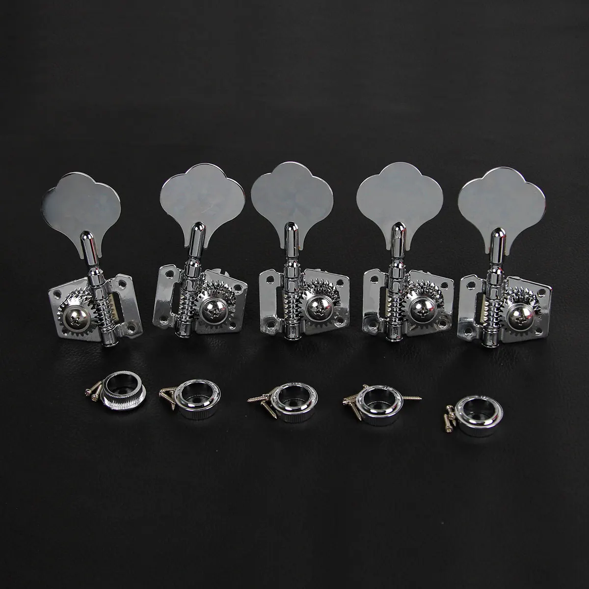 

FLEOR 5pcs 4R1L Bass Tuning Pegs 5 Strings Machine Heads Tuners Chrome /Black