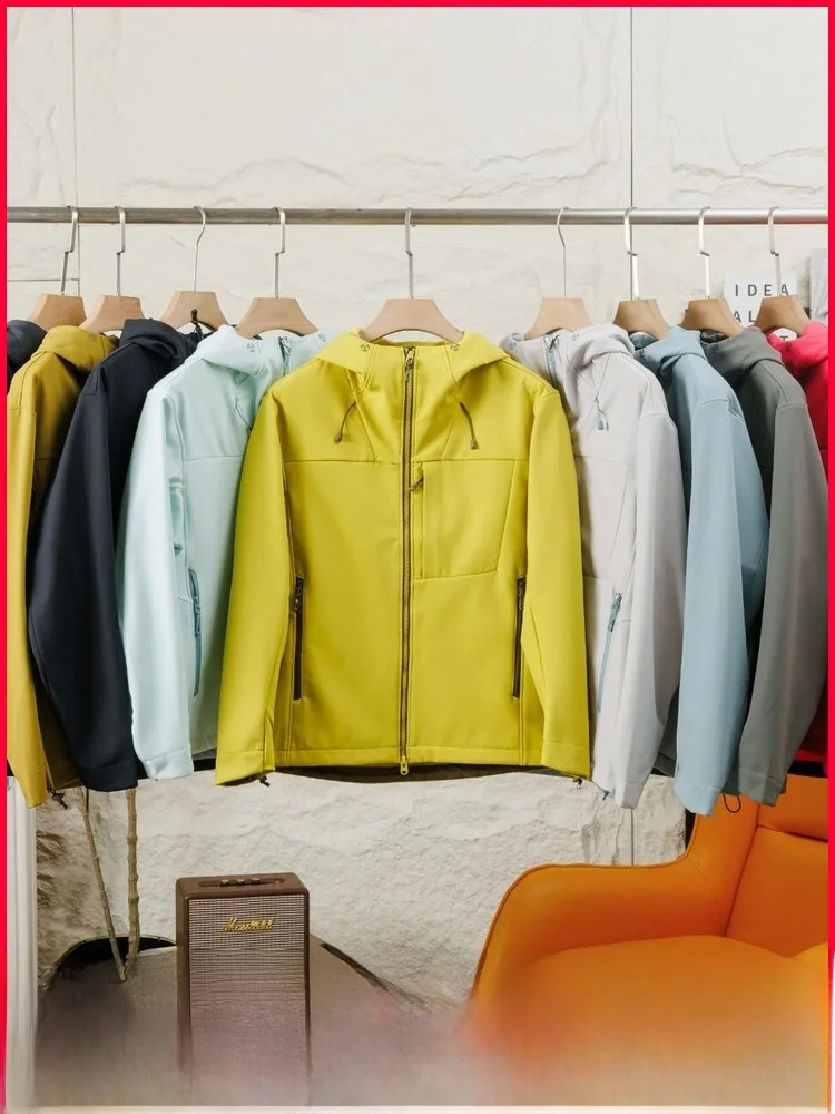 

Outdoor Windproof Water-Resistant Warm Fce Couple Sle Autumn Winter Soft ell Jaet Long Sve Zipper Closure Men's Coat