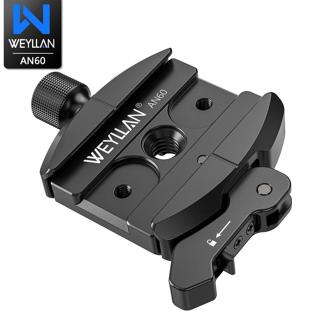 WEYLLAN AN60 Arca Swiss Clamp w Lever Quick Release Clamp for Magpul Mlok Bipod, Tripod Ball Head Aluminum CNC Q.R Plate Adapter