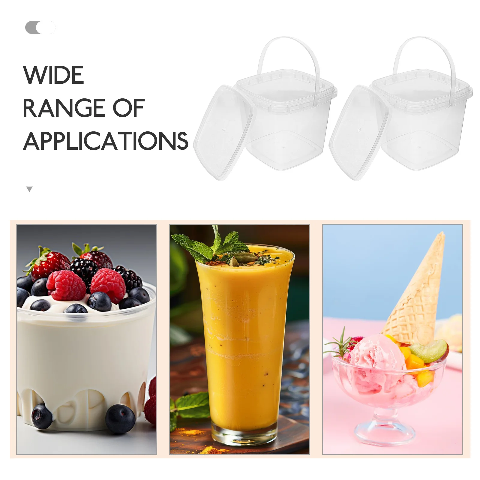 

10 Pcs Ice Cream Bucket Mini Tubs Lids Bulk Square Drink Containers Reusable Storage Non Stick Kitchen