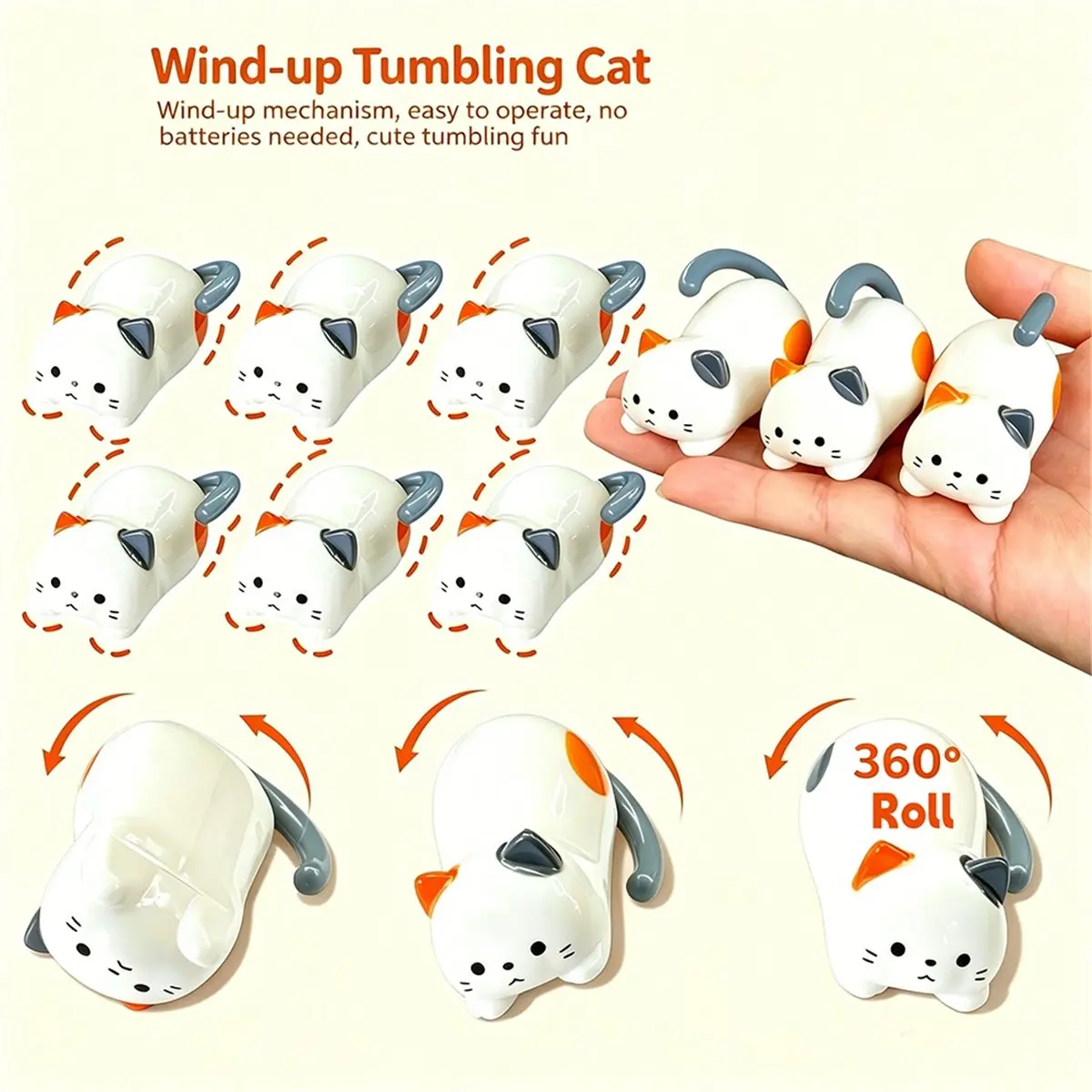 THANKYOU Clockwork Cat Miniatures for Stress Relief Entertainment Clockwork Rolling Kitten Toy for Endless Fun and Relaxatio
