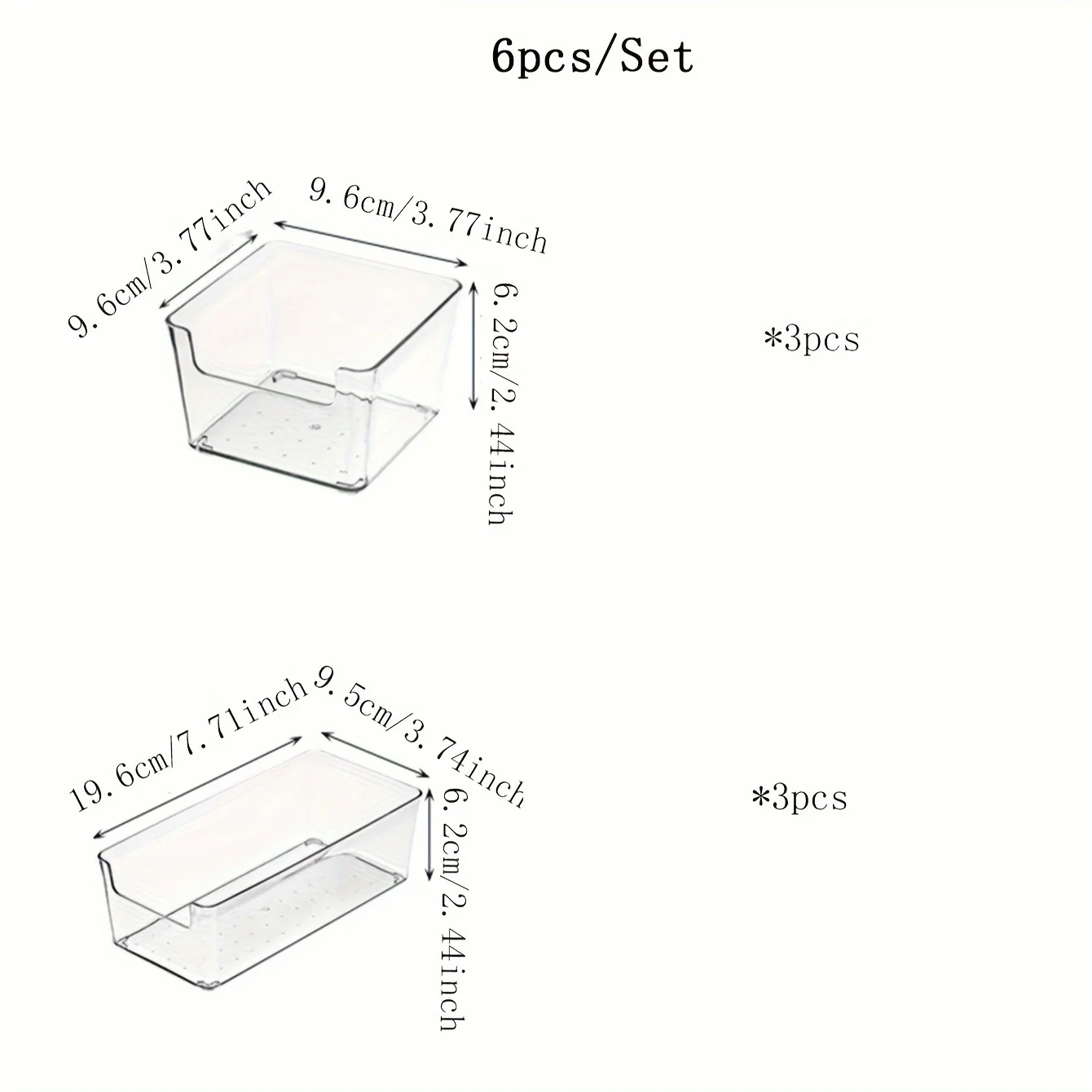 6pcs - Transparent Box Storage Organizer Desk Plastic Container Drawer Organizer Table Jewelry Box Makeup Organizer Boxes