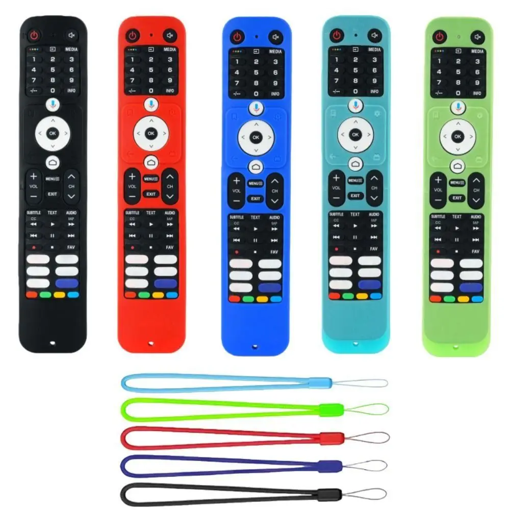 Silicone Protective Case Shockproof with Lanyard Remote Controller Cover Protector for Haier Smart TV Remote Control HTR-U32