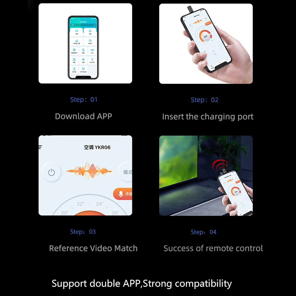 الهاتف الذكي جهاز التحكم عن بعد مكبر الأشعة تحت الحمراء ، نوع C مايكرو USB ، عالمي ، تطبيق الأشعة تحت الحمراء الذكي ، محول التحكم للتلفزيون ، مكيف الهواء