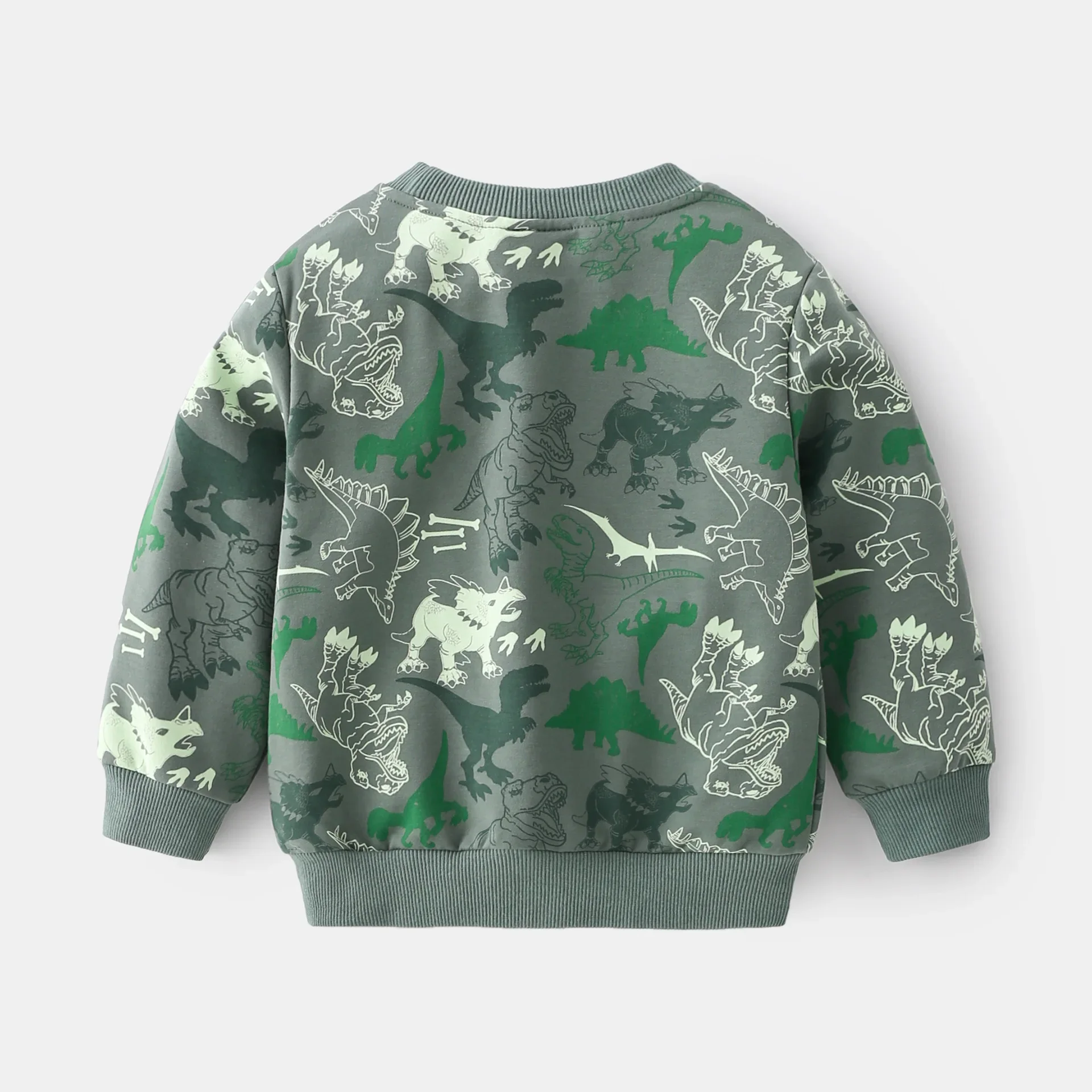 Spring Kids Camo Green Dinosaur T-shirt Boys Long Sleeve Fashion Casual Preppy Clothes Little Boys Cotton T-shirts