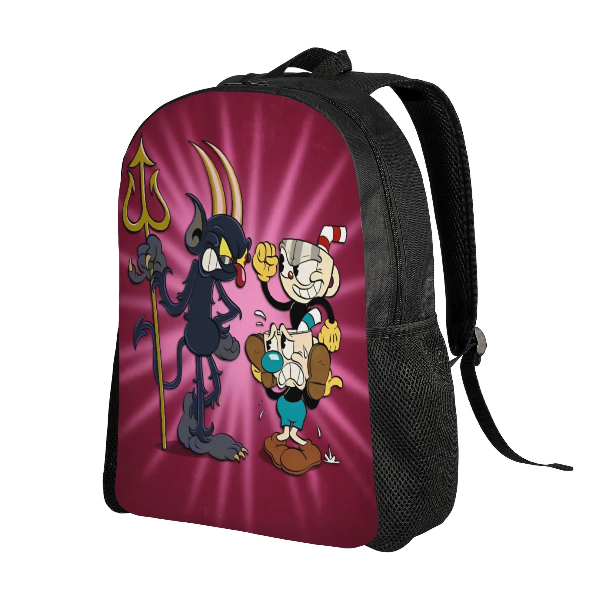 Cuphead cartoon Backpack  University Backpacks Teen Kawaii School Bags Colorful Big Rucksack