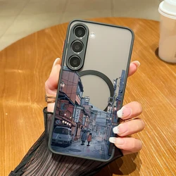 Magnetic For Magsafe Anime Town Case For Samsung Galaxy S25 Edge S26 S24 S23 Ultra S22 S21 FE Capa A56 A55 A54 A35 5G Cover