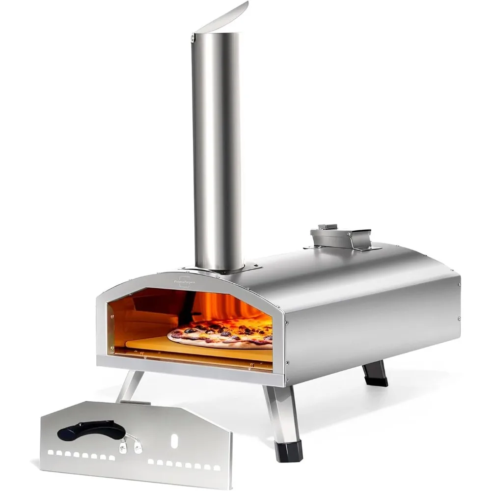 

Portable Pizza Oven Outdoor - 12 Inch Wood Fired Pizza Oven for Outside, Stainless Steel Pellet Pizza Stove for Charcoal Grill