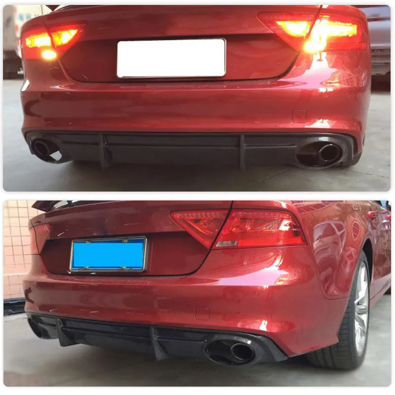 Car Rear Bumper Diffuser Lip Spoiler for Audi A7 Sline 2011-2014 Racing Rear Diffuser Lip Apron Guard Carbon Fiber