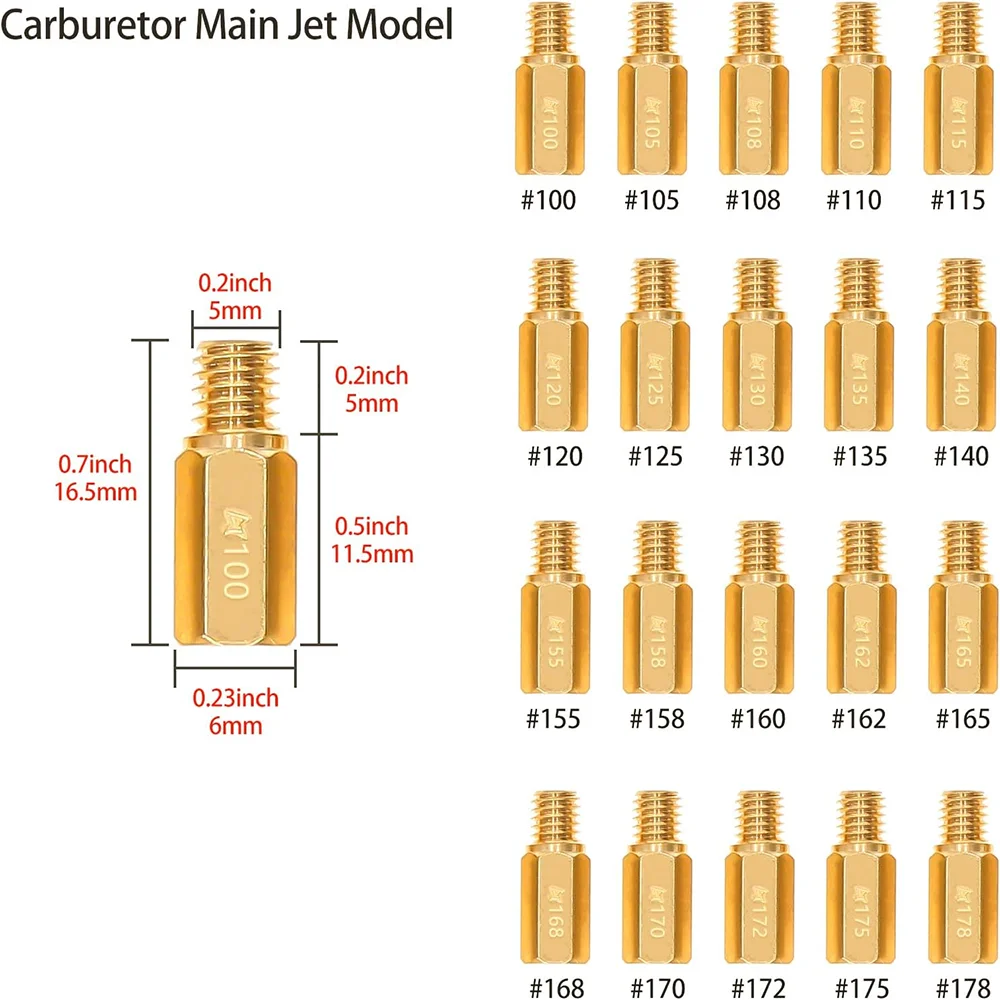 Carburetor Main Jet Slow Pilot Jet 40PCS for Keihin OKO KOSO PE PWK Replace SCL-2018090002-ZH-T-01&02 SCL-2018090001&03-ZH-T-01