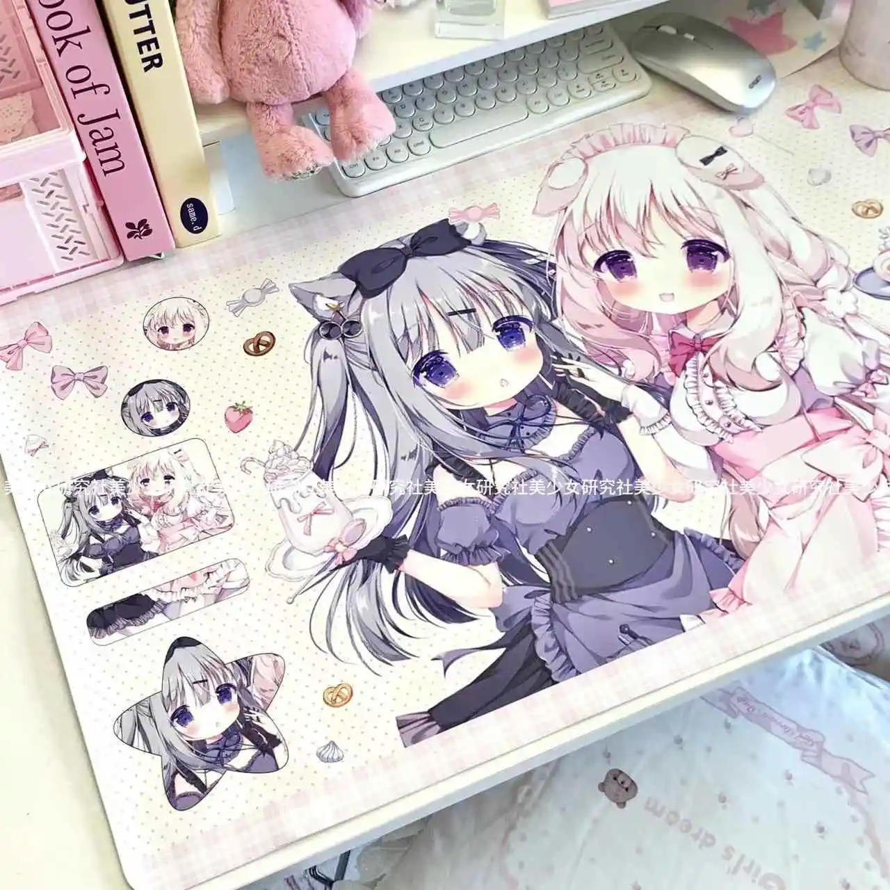 Large Mouse Pad Leather Cartoon Waterproof Non-slip Office Learning Computer Desk Pads Secondary Anime Cute Girl Keyboard Pad