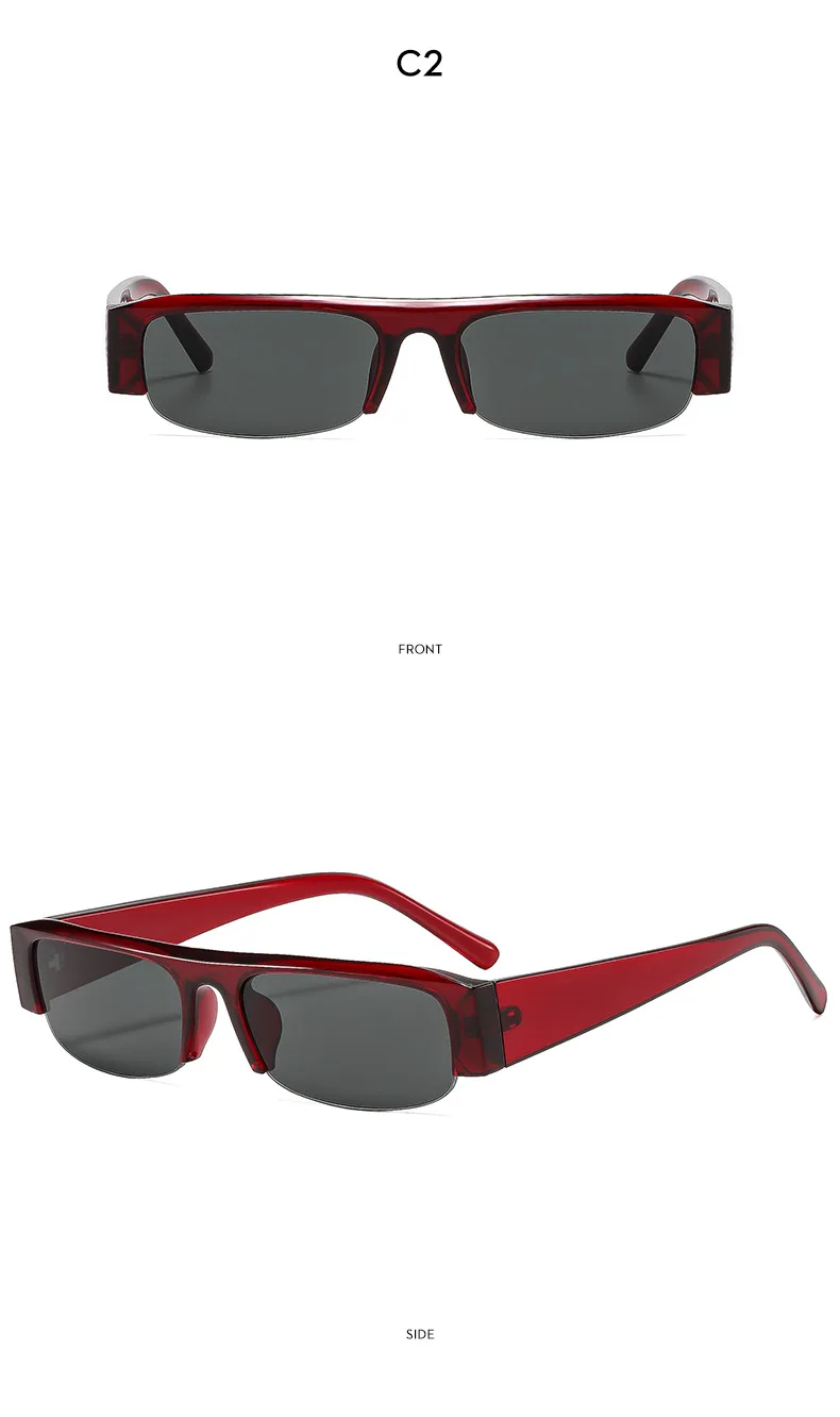 Halbrahmen-Sonnenbrille mit kleinem Rechteck und Farbverlauf für Damen, neue Vintage-Sonnenbrille in Schwarz-Rot, sexy Sonnenbrille für Damen, Fahrbrille. – Detail 9