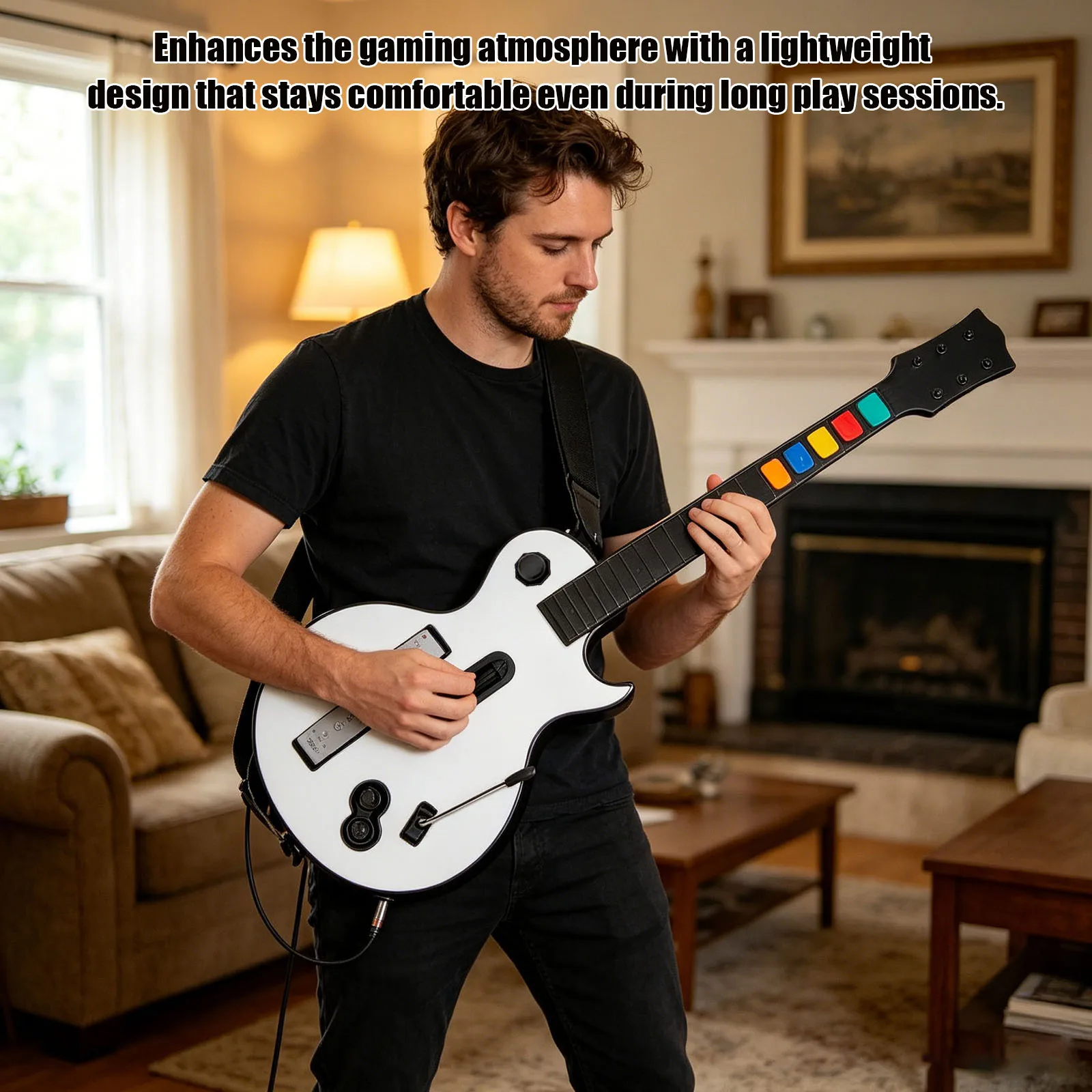 Wireless Guitar Controller for Guitars Hero and Rock Band Games Wireless PC Guitar W/ Strap Remote Control Not Included