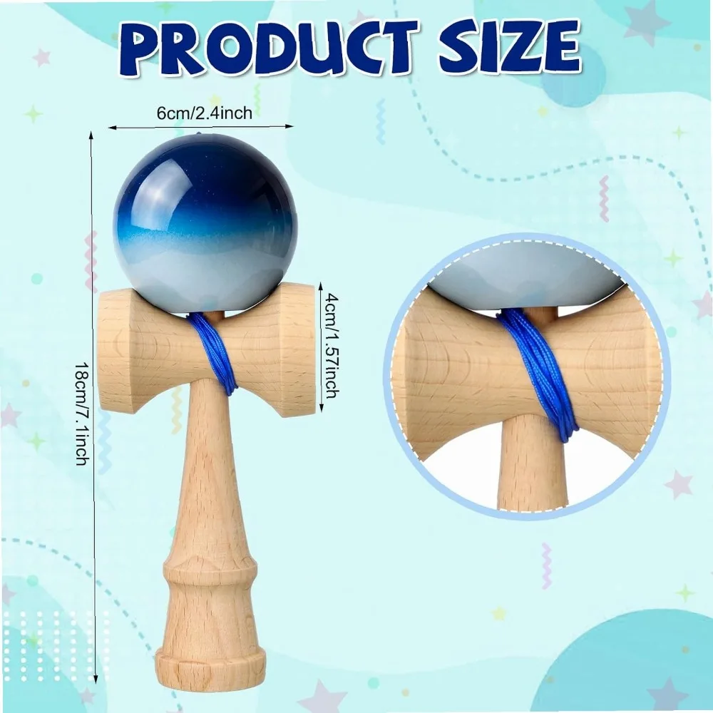 Professional 7 Inch Kendama Metallic Blue Silver for Beginners and Pro Players Skill Ball