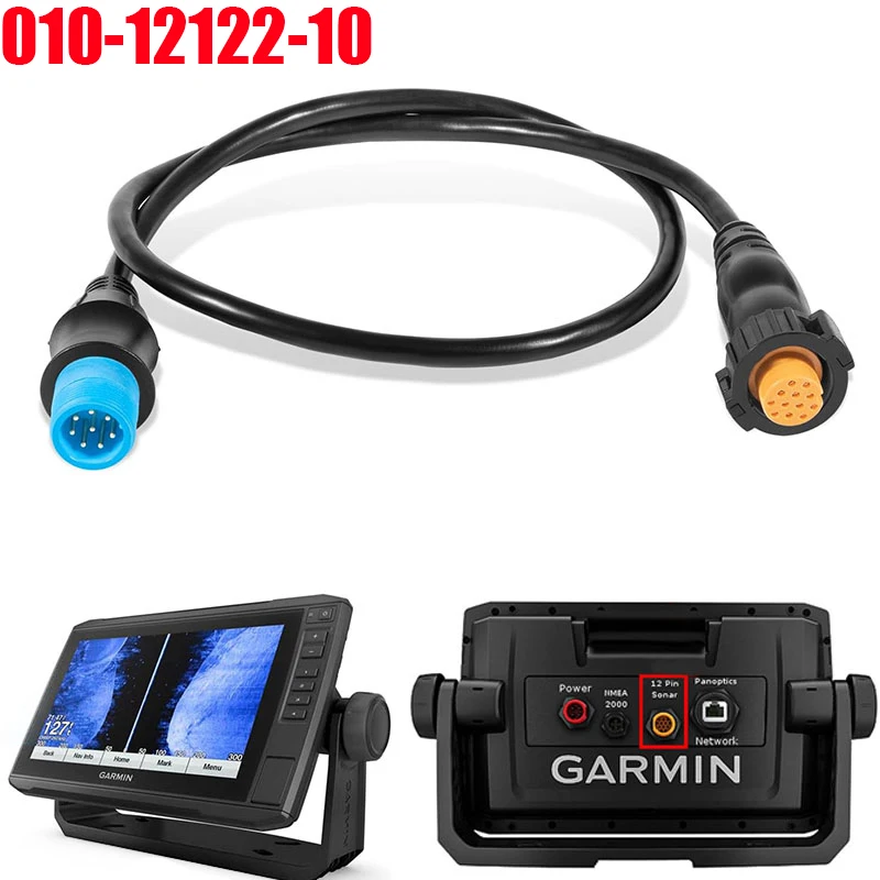 

010-12122-10 Adapter, 8-Pin Transducer to 12-Pin Sounder Adapter Cable XID, for Garmin AIRMAR, ECHOMAP Chrip, ECHOMAP UHD