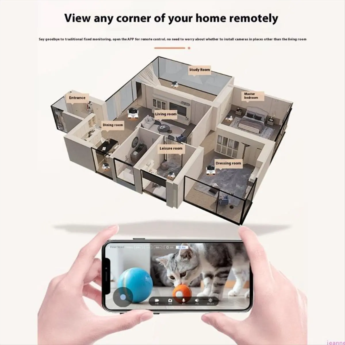 

A73T 3 МП Wi-Fi камера для домашних животных с двумя объективами, робот-камера для отслеживания питомцев, цветное ночное видение, функция дразнения и отслеживания, камера-монитор для дома