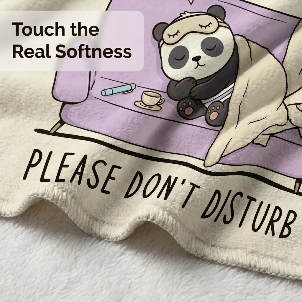 Funny Night Shift Official Nap Blanket Flannel Throw, Cute Sleeping Panda Print for Night Shift Workers