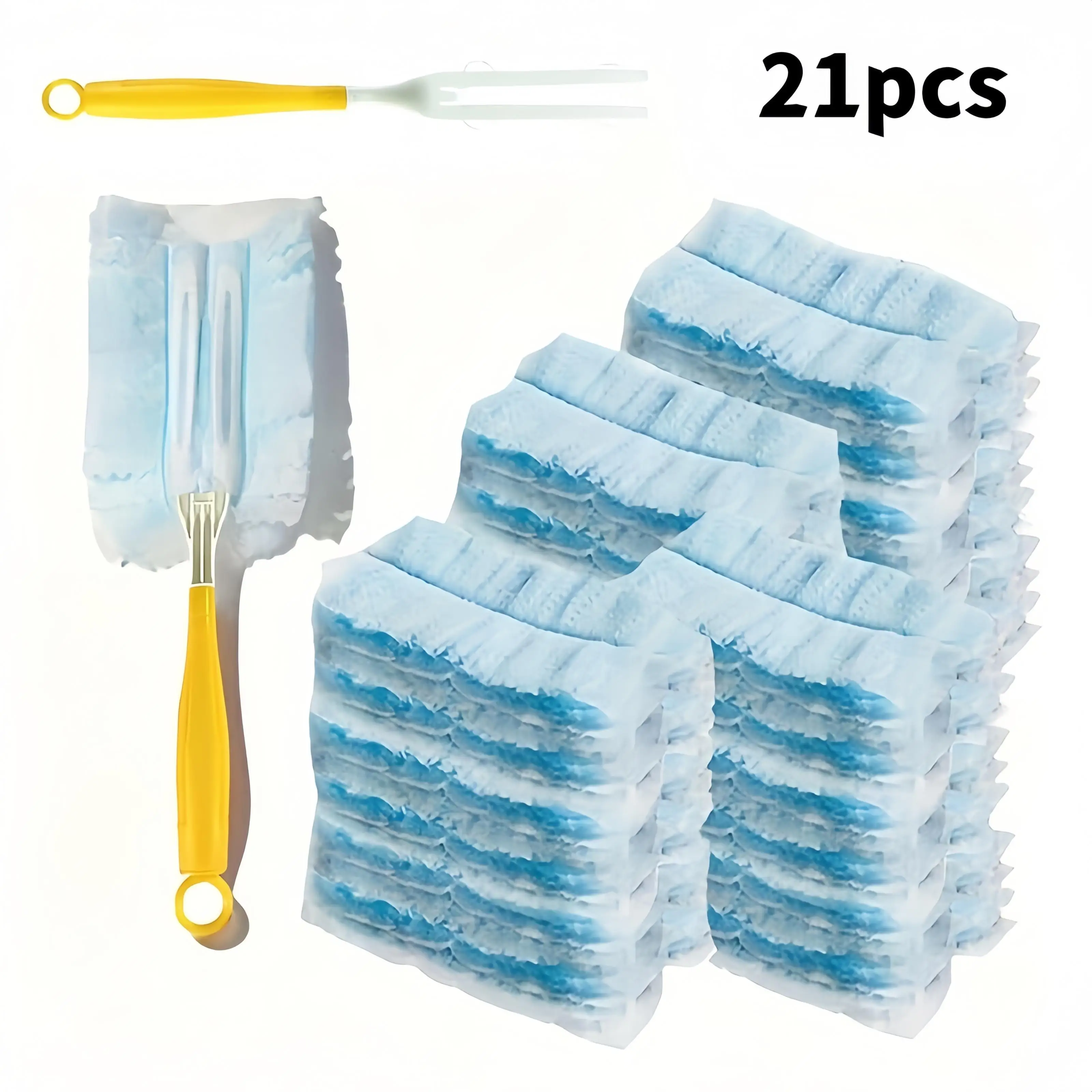 Electrostatic Disposable Dust Duster Set 21 Count with Handle, Replacement Dust Wands Refills for Household Furniture Auto Keybo