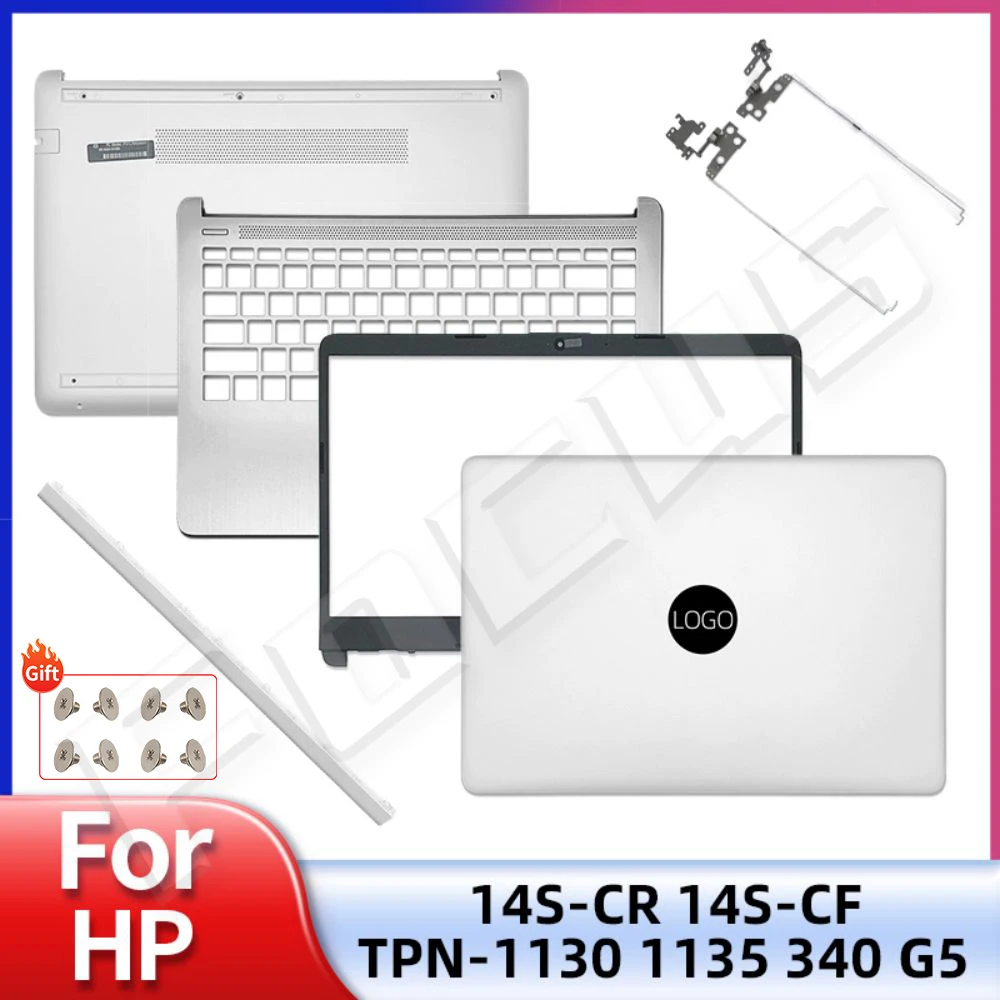 

New Case For HP 14S-CF CR 14-CF 14-DK 14-DF Tpn-I130 I135 340 G5 L24469-001 LCD Back Cover Bezel Hinges Palmrest Bottom Silver