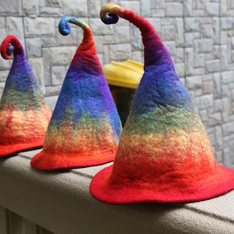 Rainbow Wizard Hat Halloween Popular Witch Elf Wizard Hat Autumn Winter