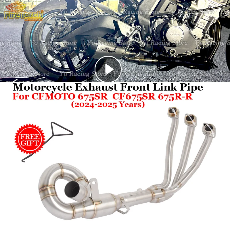 Slip On For CFMOTO 675SR CF675SR 675R-R 675 SR-R Motorcycle Exhaust System Escape Front Link Pipe Connecting 51mm Muffler Moto