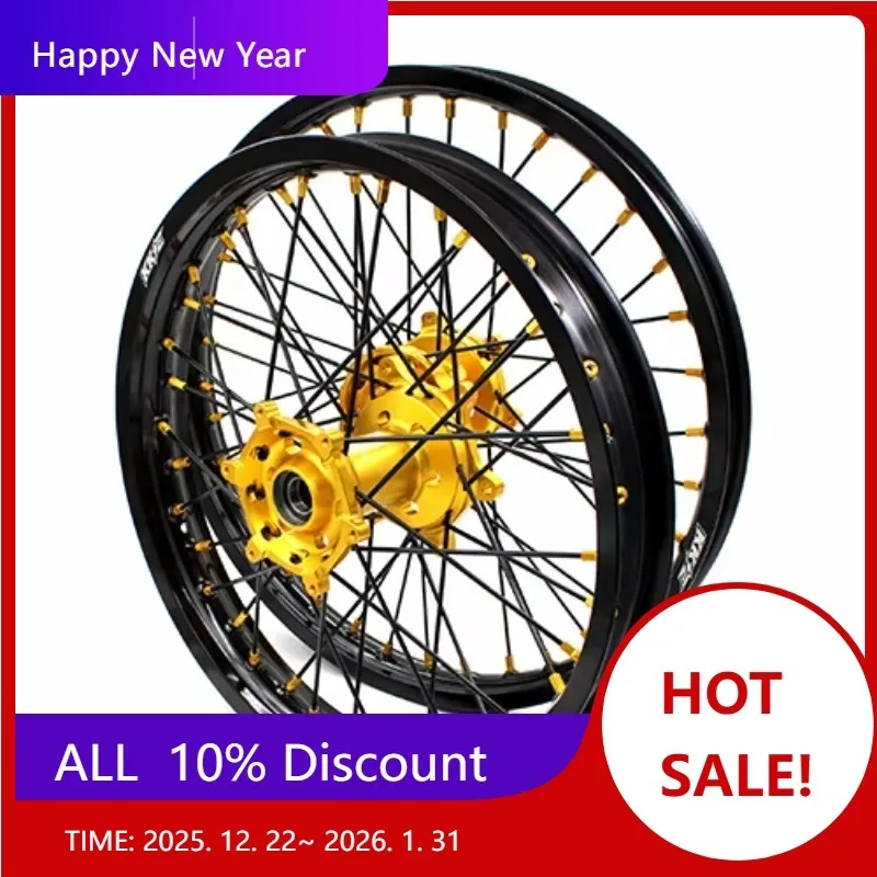 

【2025】 Комплект дисков из сплава для мотокросса Dirt Bike для Yamaha YZ125 YZ250 1999-2024 YZ250F YZ450F WR250F WR450F 2024 Gold Hub Nipp