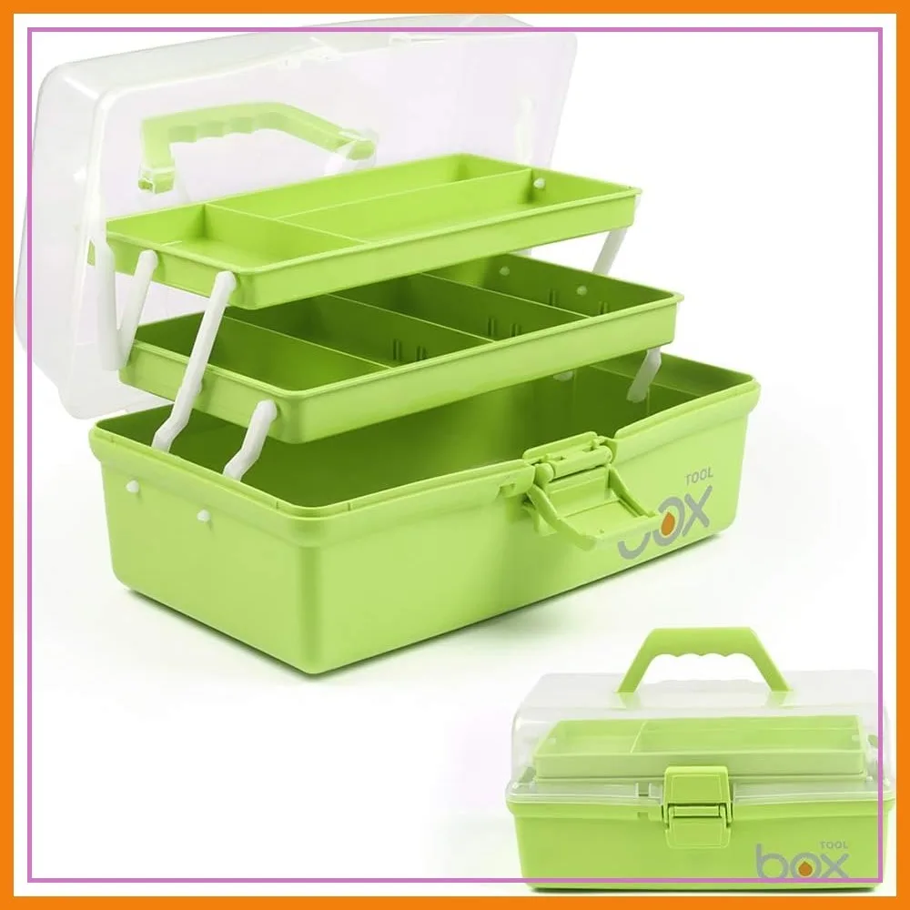 

3-Layer Portable Folding Tackle Box with Adjustable Dividers, Multipurpose Storage for Sewing, Art Supplies, Medicine, Tools
