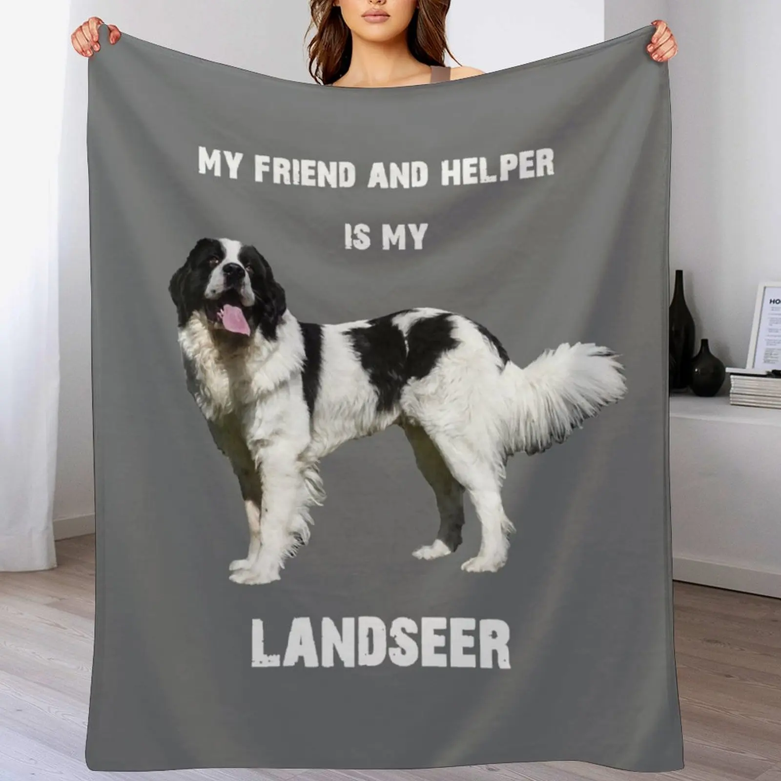 My best friend and helper is my Landseer Throw Blanket Personalized Gift Tourist Blankets