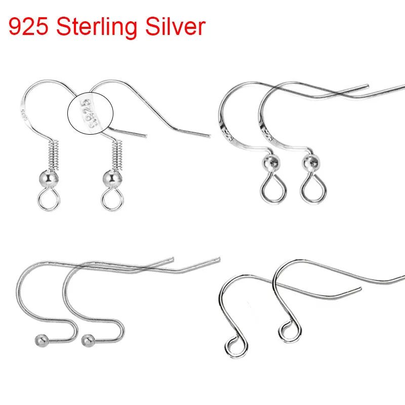 50pcs 925 Sterling Silver Plated Earring Hooks Anti Allergy Earrings Clasps Hook For Diy Jewelry Accessories Making Supplies