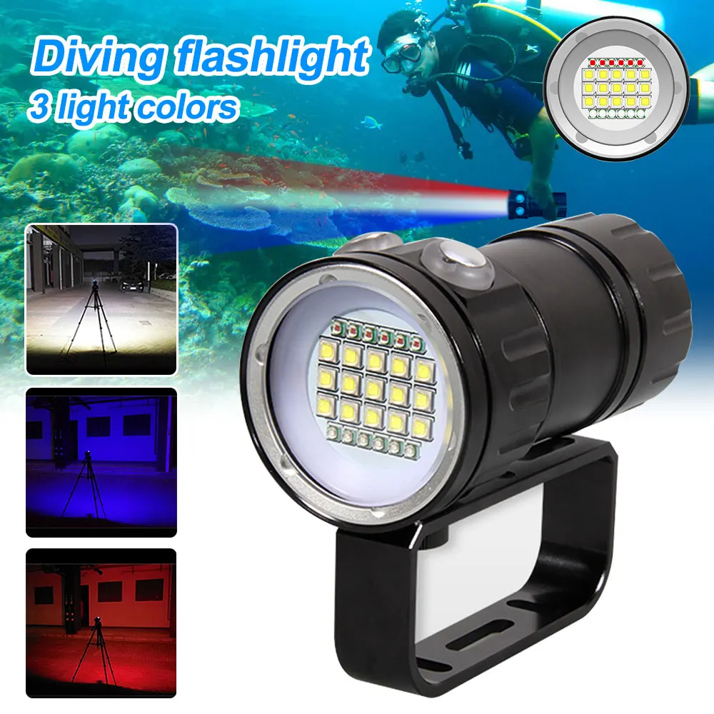 27LED 18000LM underwater photography diving Flashlight Torch White Red Blue Lamp