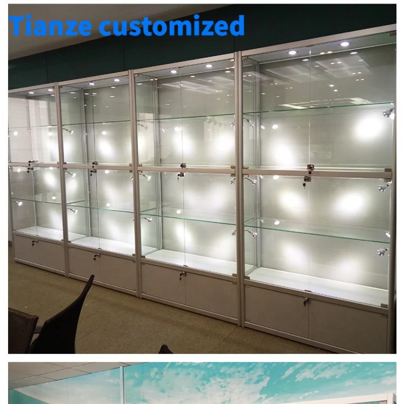 

(customized)Fashionable Vitrine Showcase Cheap Lockable Showcase Product Display with LED Light