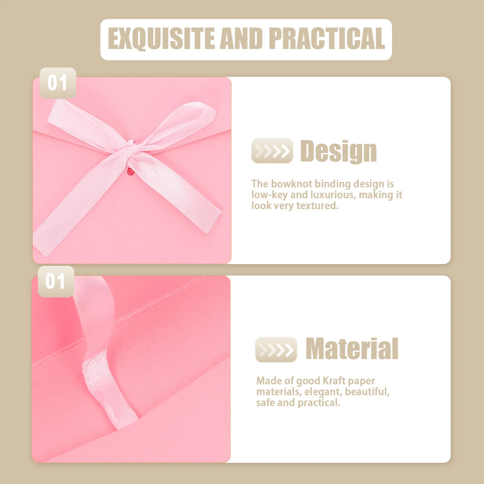 

10Pcs Kraft Invitation Envelopes Bowknot Design Elegant Paper Envelopes Gift Card Covers Festival Greeting Letter Packing