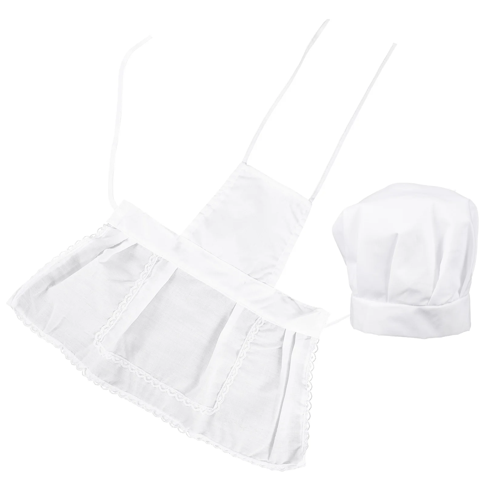 

1 set 1 Set Chef Hat Apron Set For Girls Baking Career Role Play Kitchen Cooking Costume Sleeveless Kids Apron Career Role Play