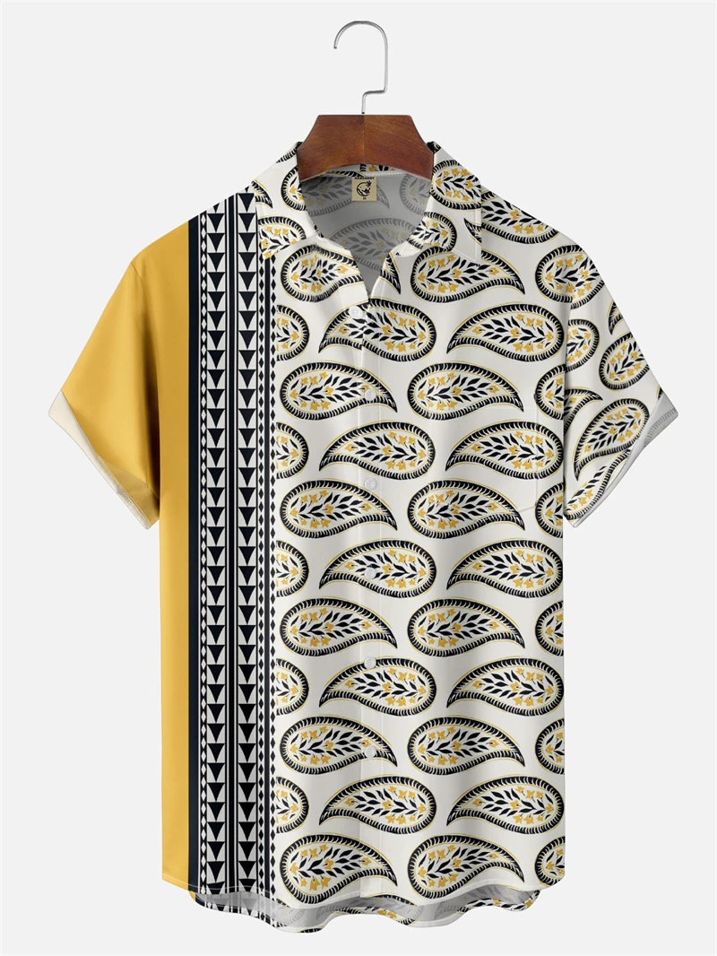 

Hawaiian Men's Shirt 3D Paisley Pattern Short Sleeve Shirt 2025 New Casual Button Men's Tops Summer Unisex Personalized Blouse