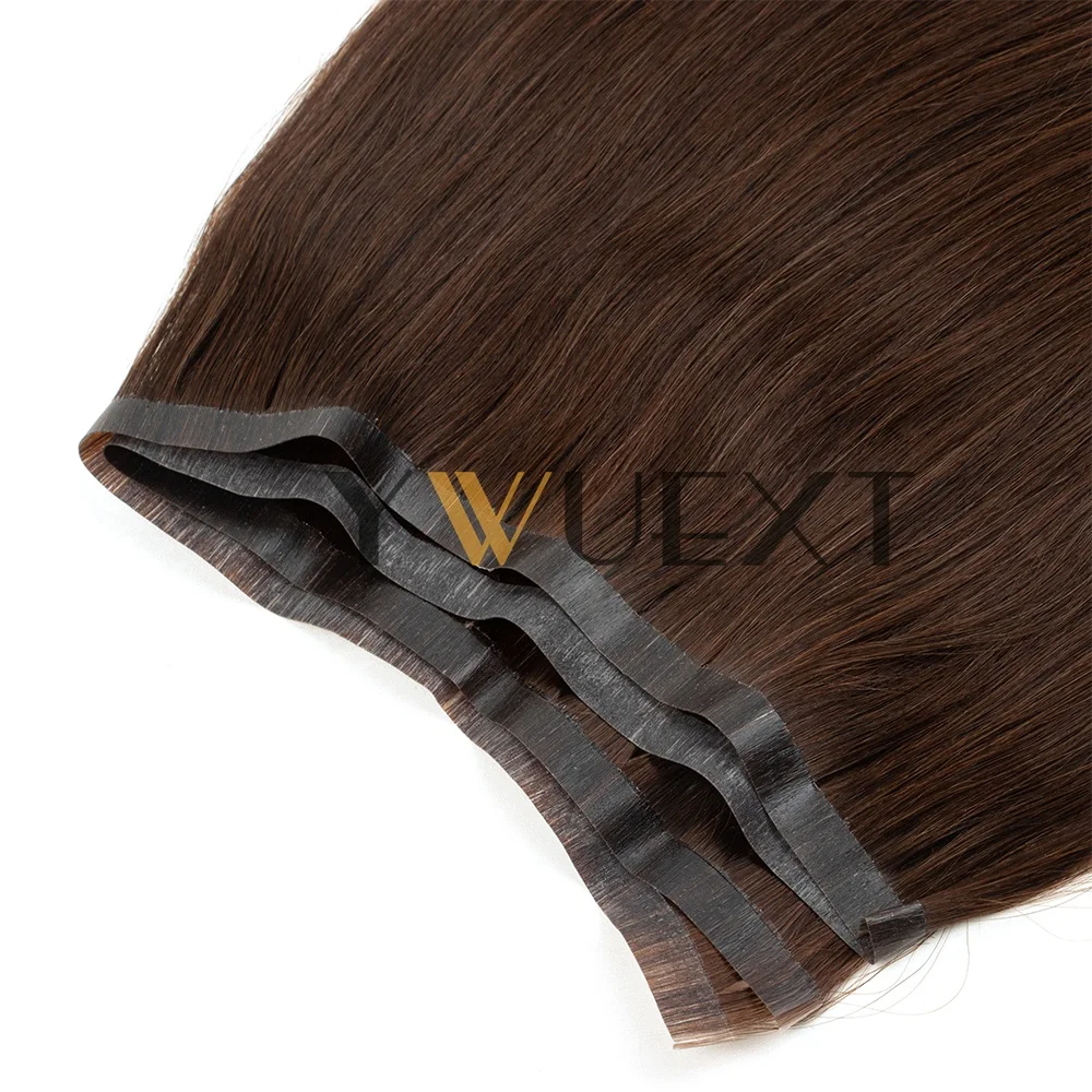 حزم شعر طويلة من جلد البولي يوريثان 12-20 بوصة ينسج الشعر يسلط الضوء على لحمة شعر بشري لعذراء بني داكن للنساء بدون شريط على